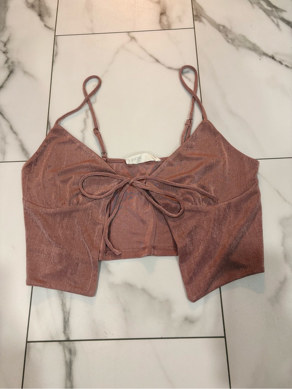 Elodie Rose Mauve Tie-Front Cropped Tank Top